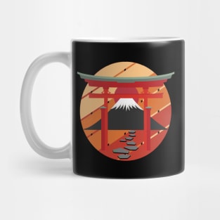 Retro Red Sun Tori Gate Mug